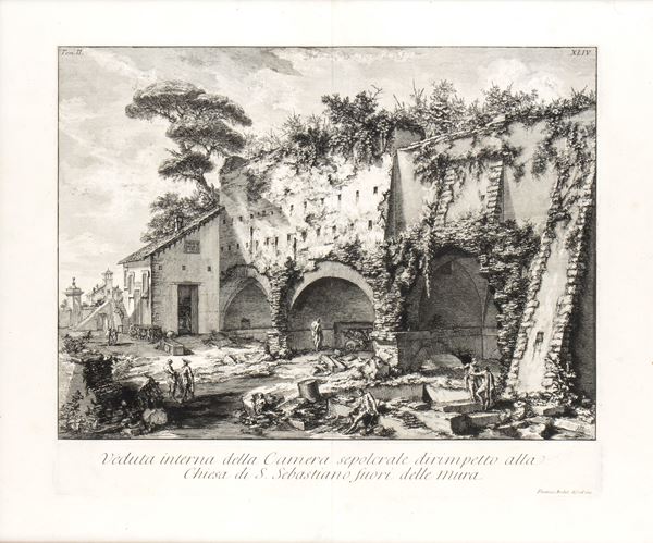 Giovanni Battista Piranesi - Veduta interna della Camera sepolcrale dirimpetto alla Chiesa di S. Sebastiano fuori delle mura