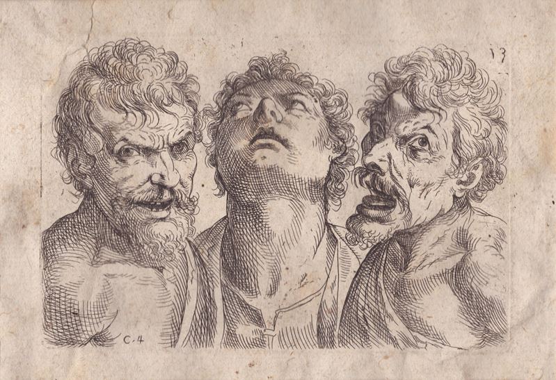 Odoardo Fialetti - Tre Teste Maschili