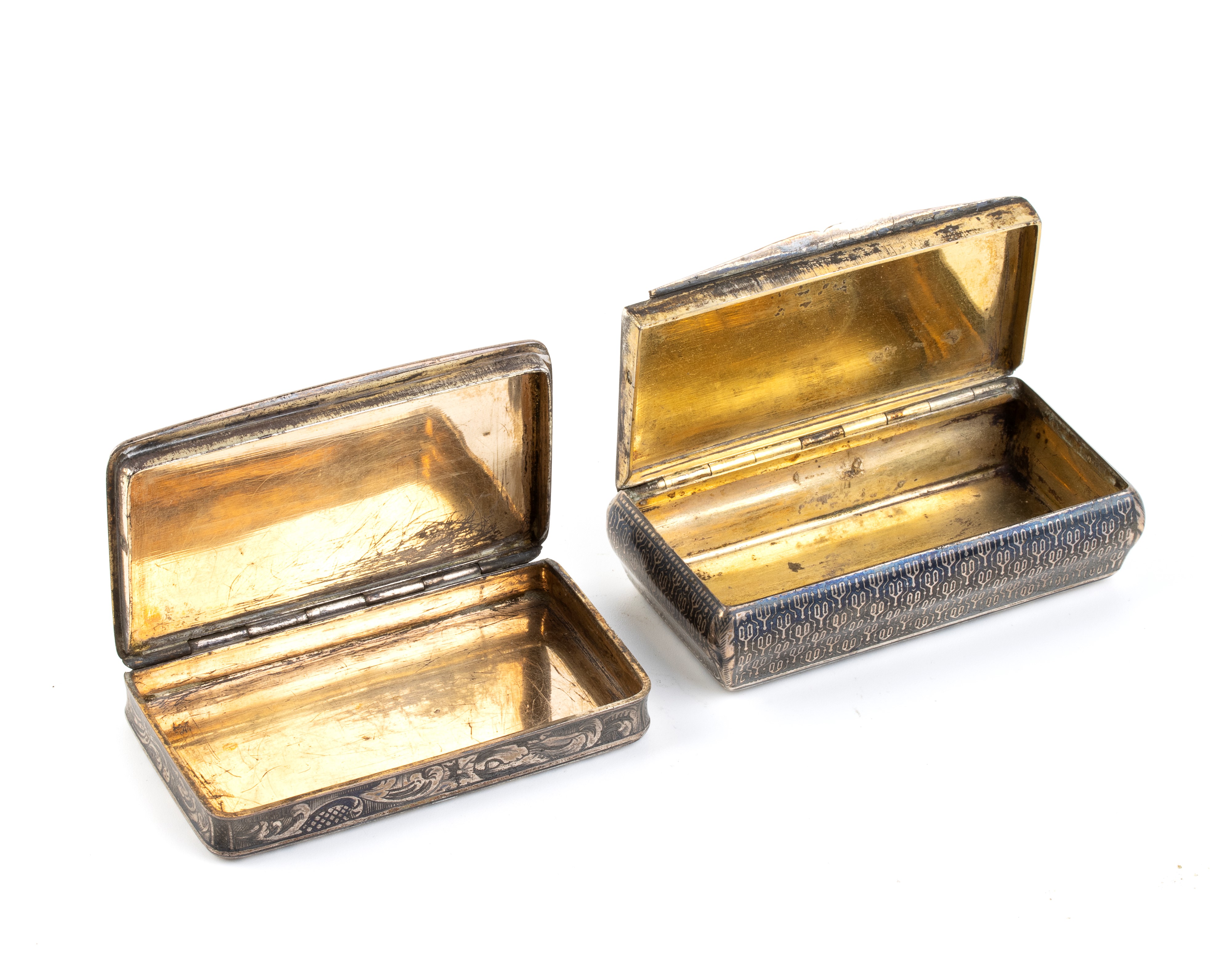 Due Tabacchiere Francesi in Argento Niellato