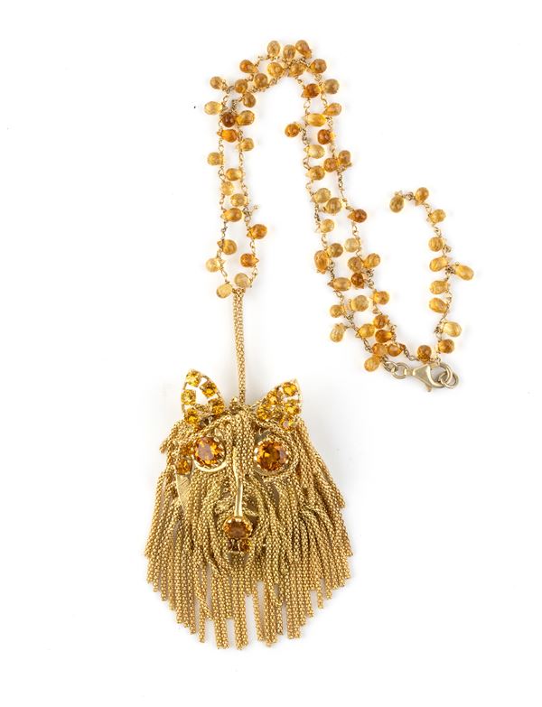 Gold silver necklace gold pendant  