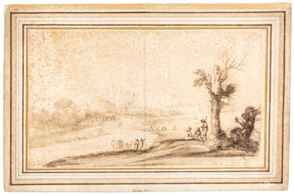 Benedetto Gennari - Landscape with figures