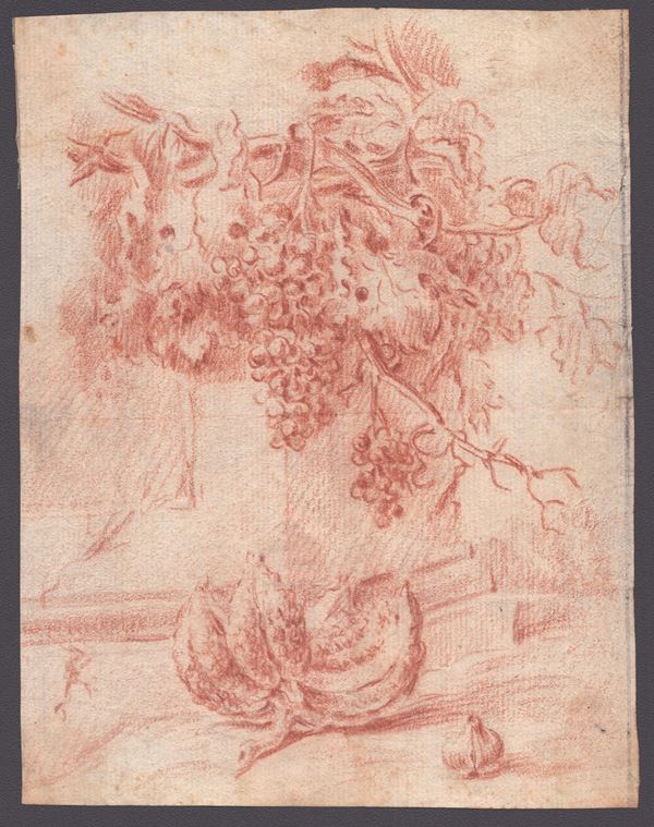 Still life with a melon and garlic