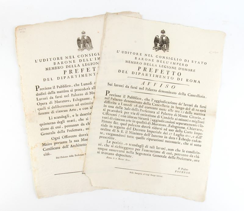 Due Bandi Napoleonici di Roma Sull'assegnazione dei Lavori