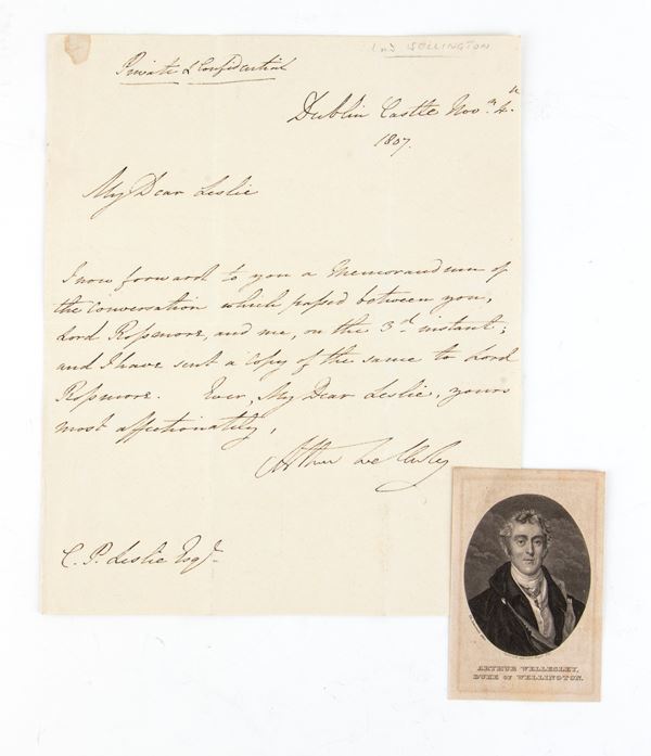 Lettera autografa di Arthur Wellesley