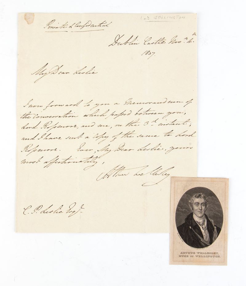 Lettera Autografa di Arthur Wellesley