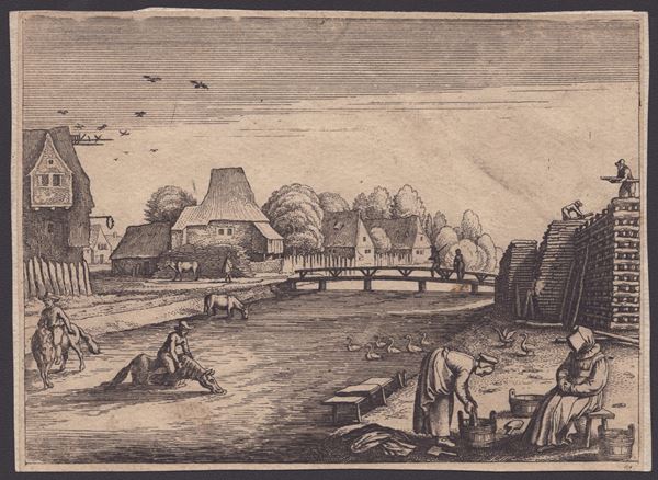 Landscape with houses and figures