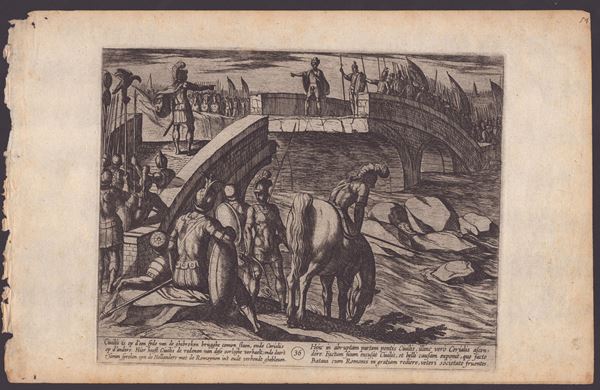 Antonio Tempesta - L'incontro sul Ponte Rotto da "La guerra dei Romani contro i Batavi"