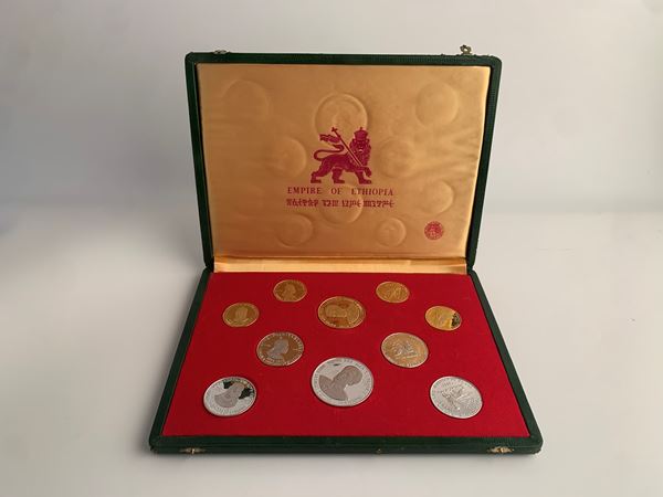 ETIOPIA. Coin set Serie da 10 monete: Au (40,12 g; 45,19 mm); 4 in Au da (20 g; 33,06 mm) e 5 Ag (40 g; 50,28 mm)(19,77 g; 40,22 mm)