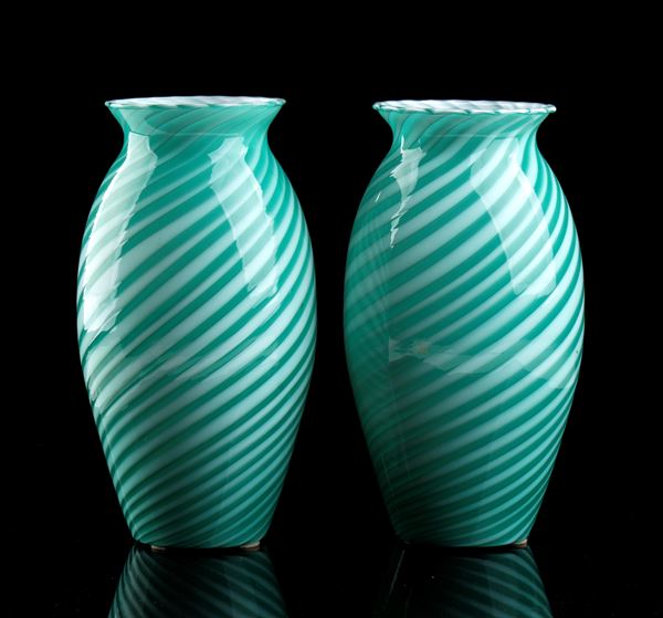 A pair of Murano glass vases