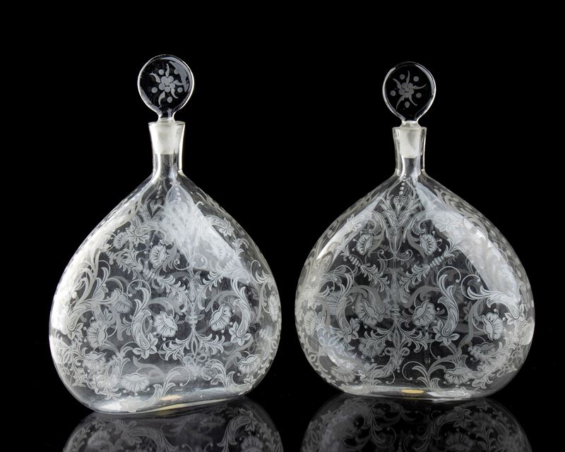 Coppia di Decanter in Vetro di Murano