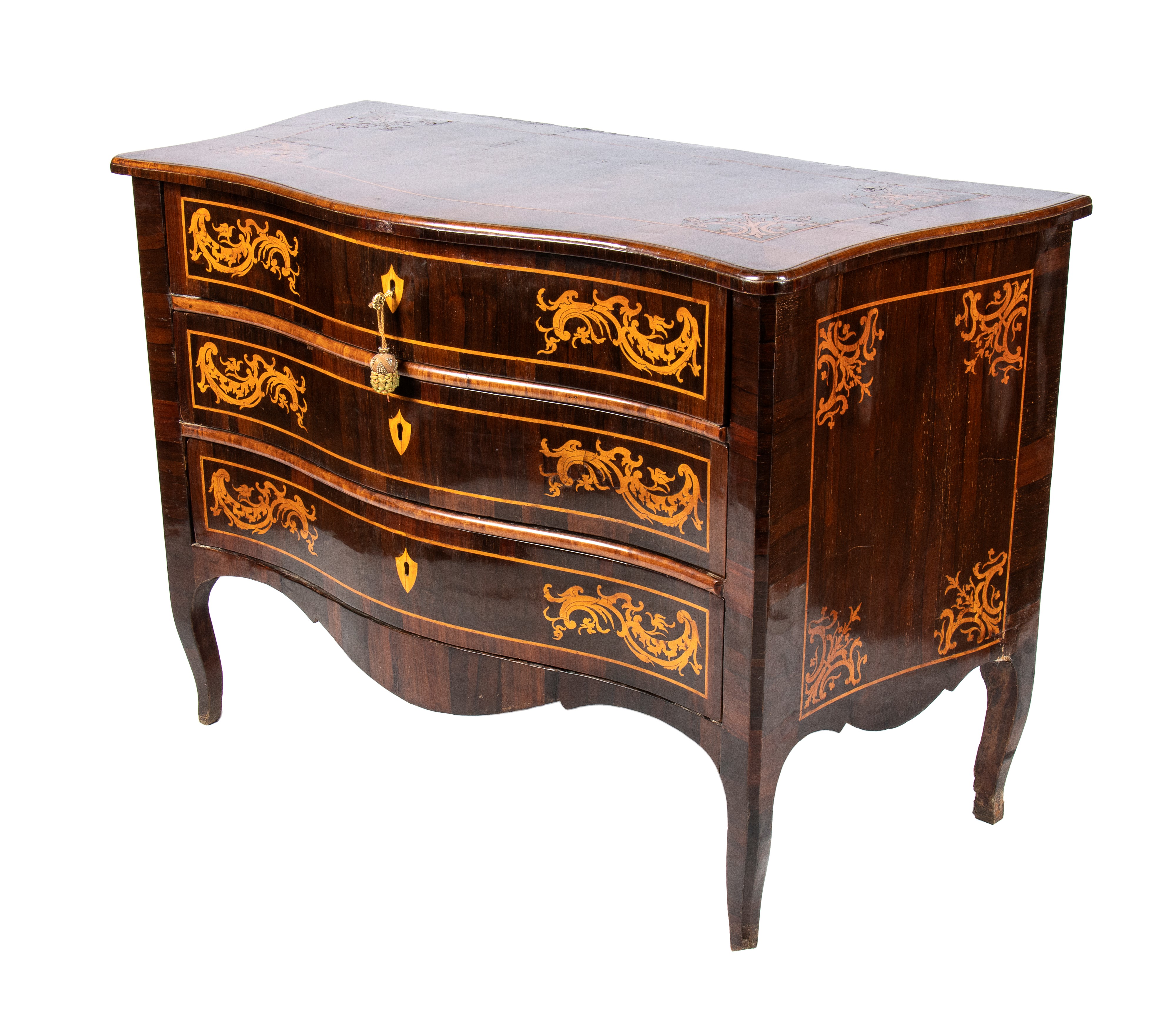 Como italiano in palissandro intarsiato