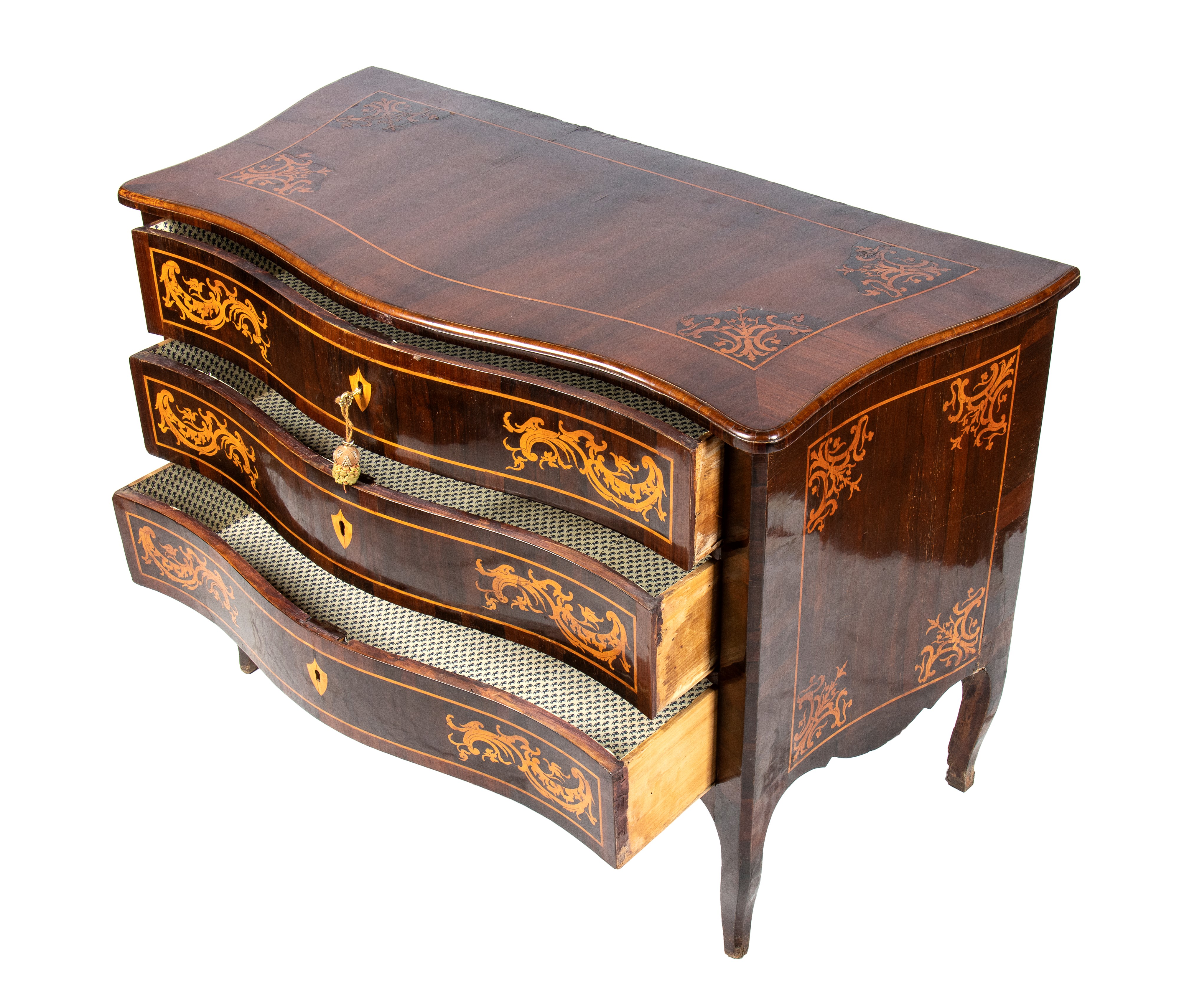 Como italiano in palissandro intarsiato