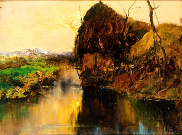 GIUSEPPE AUGUSTO LEVIS - Landscape with river 