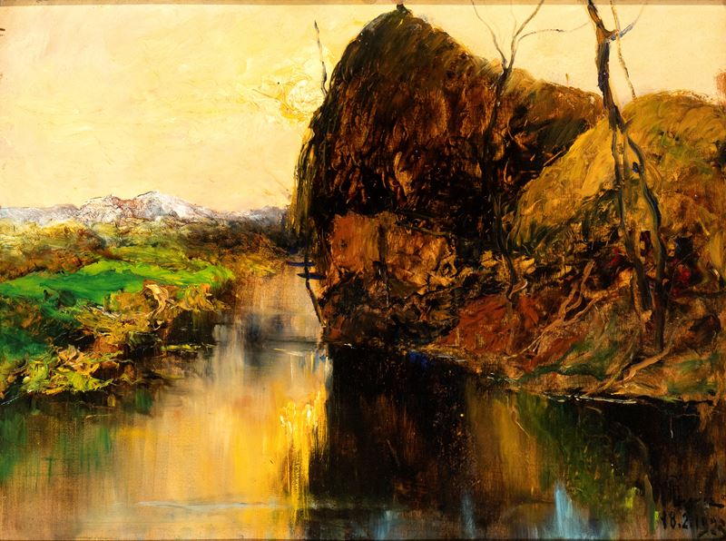 Giuseppe Augusto Levis - Paesaggio con Fiume