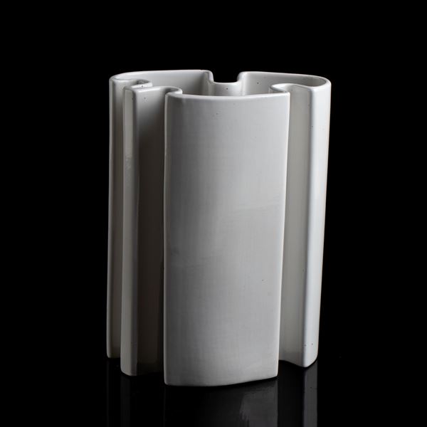 Vase in white vitreous china