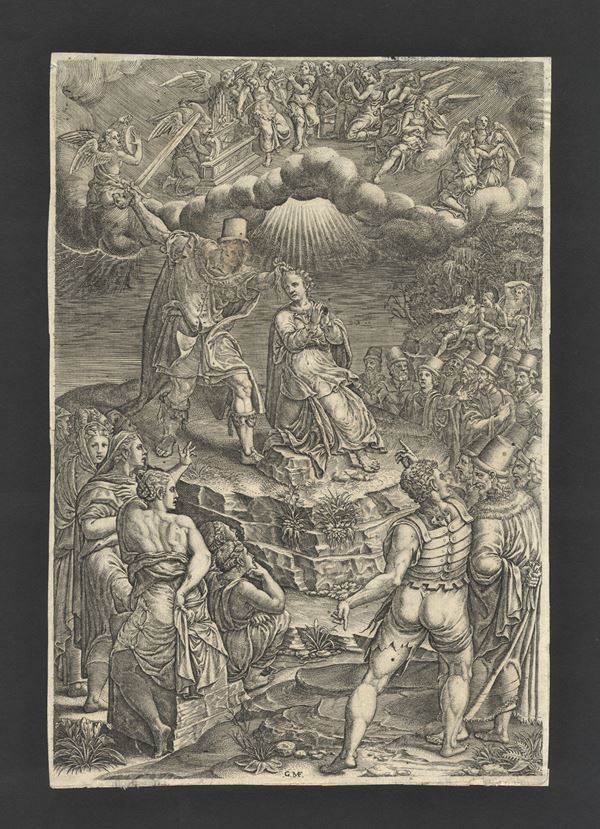 Giorgio Ghisi detto il Mantovano (1520-1582) - Il martirio di Santa Barbara