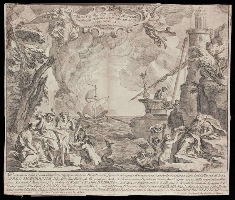Miguel De Sorello - Prospettiva della Prima Macchina, Rappresentante un Porto Franco...
