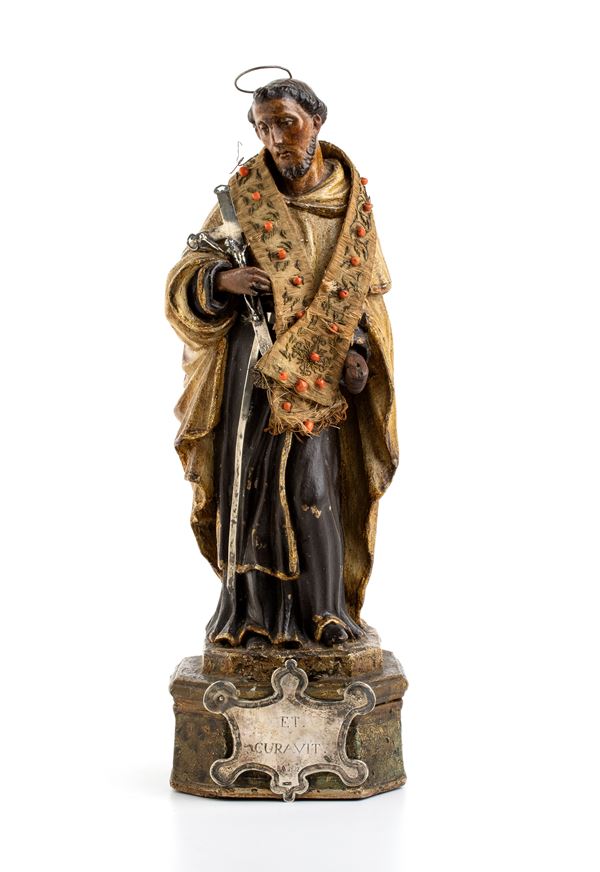 Sicilian wooden almoner depicting Saint Albert