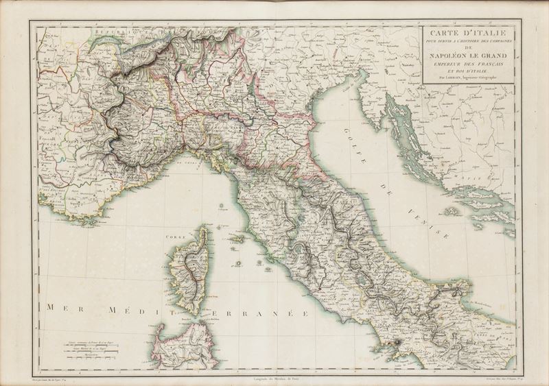 Carte d'Italie pour servir à l'histoire des campagnes de Napoléon le Grand... par Lorrain