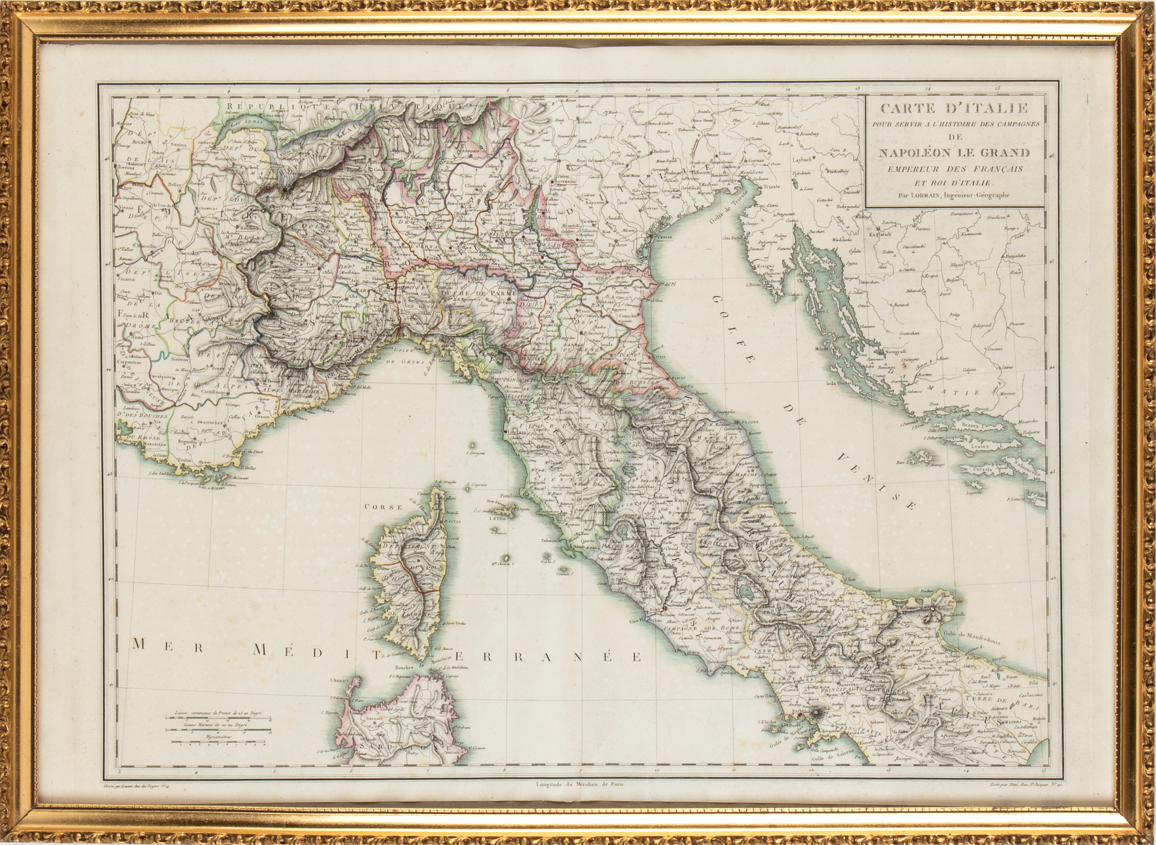 Carte d'Italie pour servir à l'histoire des campagnes de Napoléon le Grand... par Lorrain