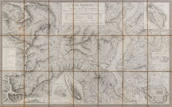 Carta topografica della grande strada del Sempione e valli adjacenti fino a Brigg, del Lago Maggiore e delle Isole. Borrome