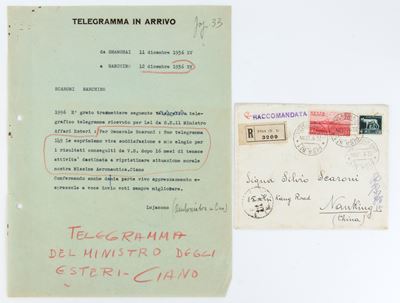 Telegramma del Ministro degli Esteri Ciano al Generale Silvio Scaroni