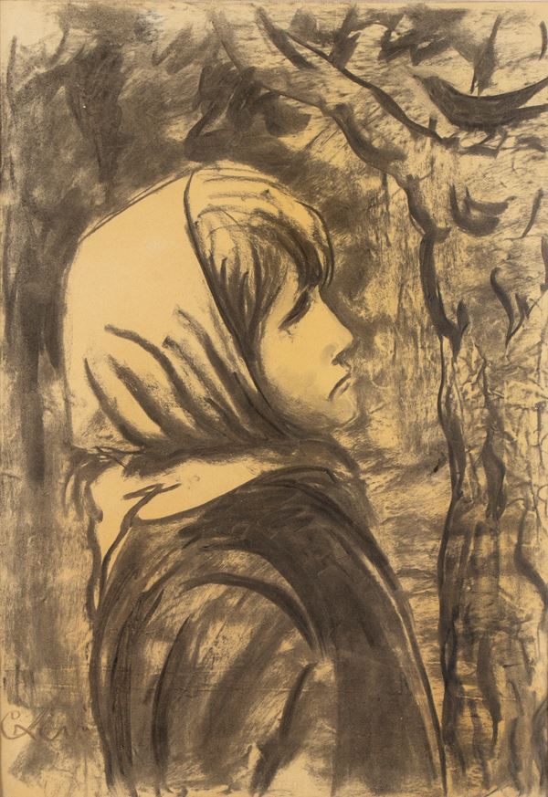 CARLO LEVI - Portrait of a child with headscarf