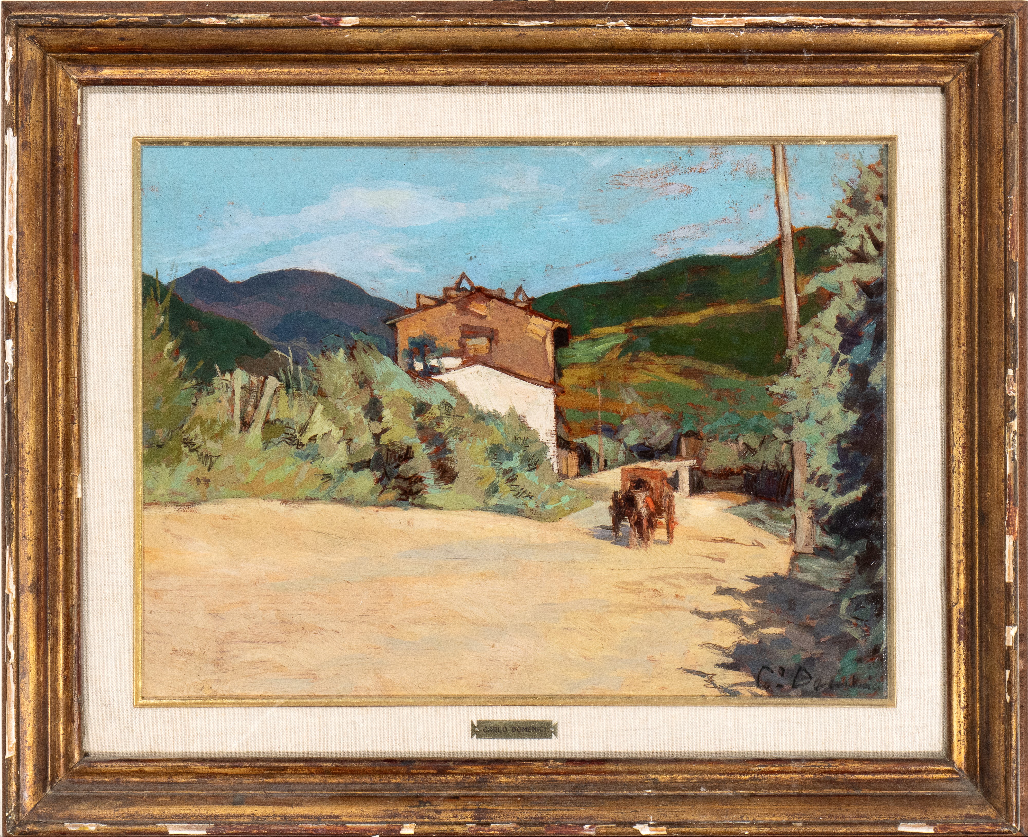 Carlo Domenici - Paesaggio di Campagna con Carro