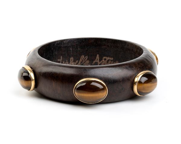 ISABELLA ASTENGO - Wood bracelet with tiger's eyes quartz