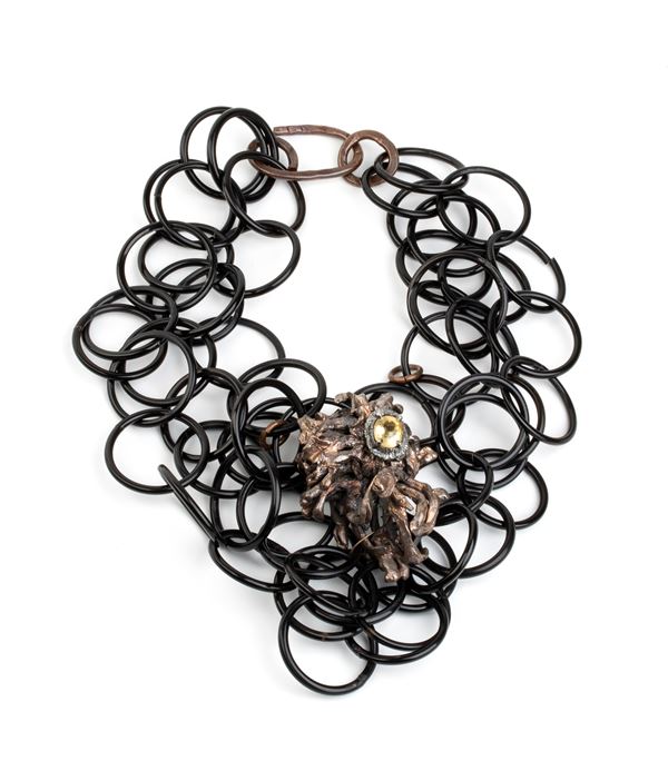ISABELLA ASTENGO - Horn necklace with silver algae