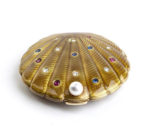 Portacipria in oro, argento e pietre preziose - Premio Perla Di Sanremo 1954, appartenuto alla Contessa Paola Della Chiesa