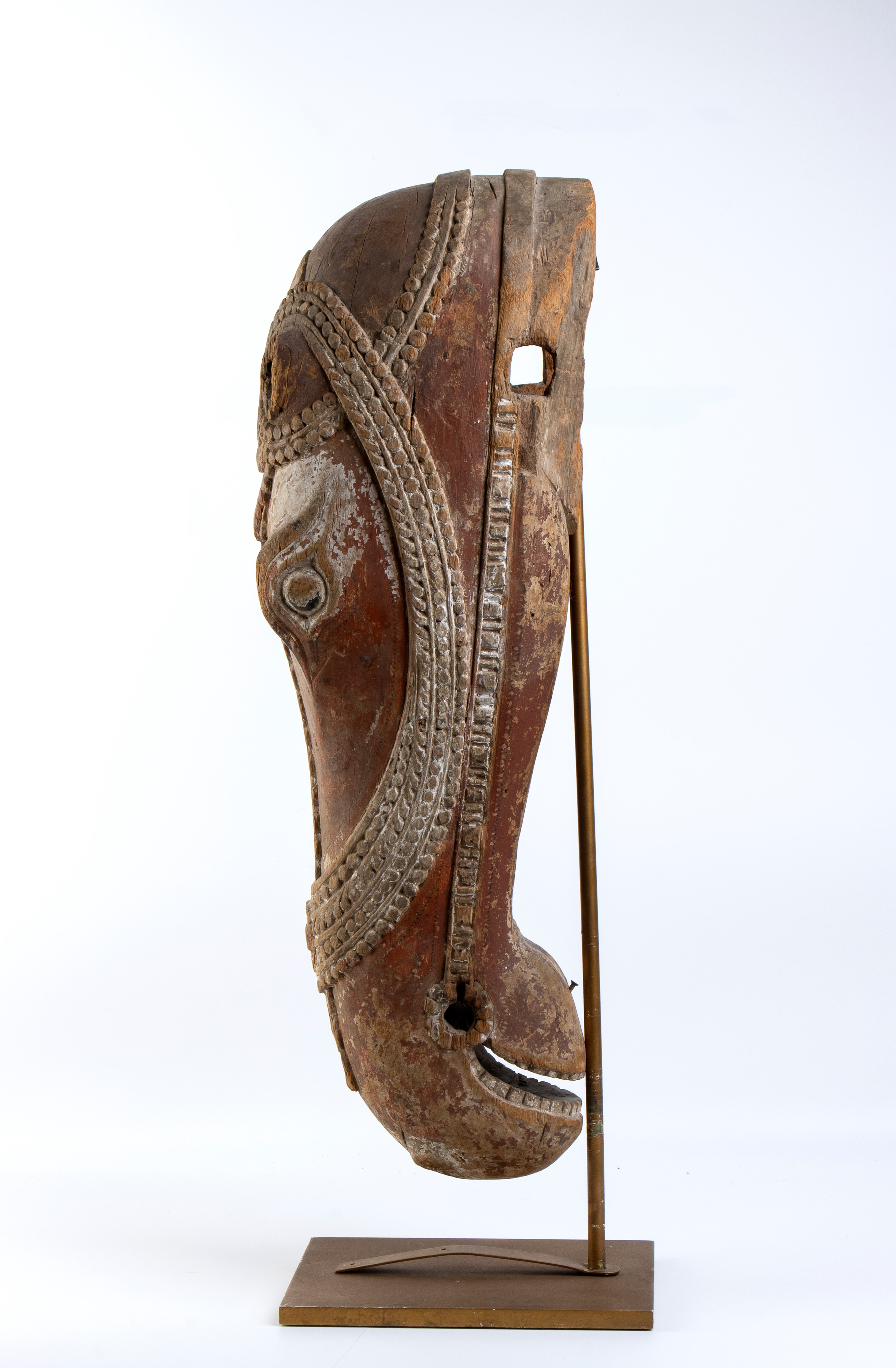 Grande Testa di Cavallo in Legno Dipinto