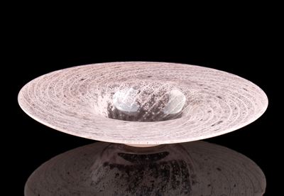 Centrotavola in vetro di Murano, rosa, con motivo spiraliforme