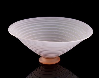 Centrotavola, vetro di Murano, rosa con motivo spiraliforme