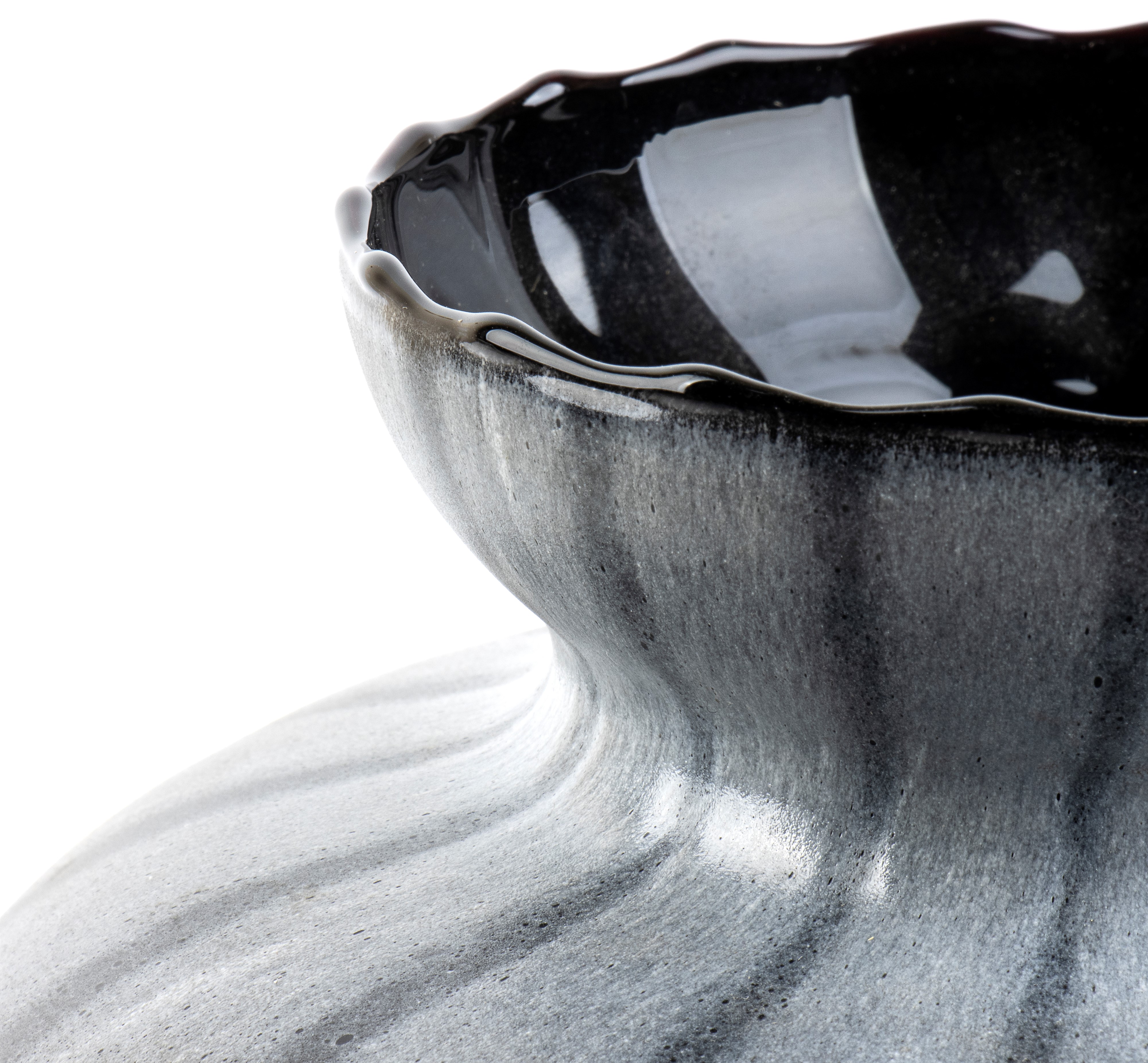 Vaso in vetro di Murano, grigio con striature scure, 31 x 20 cm