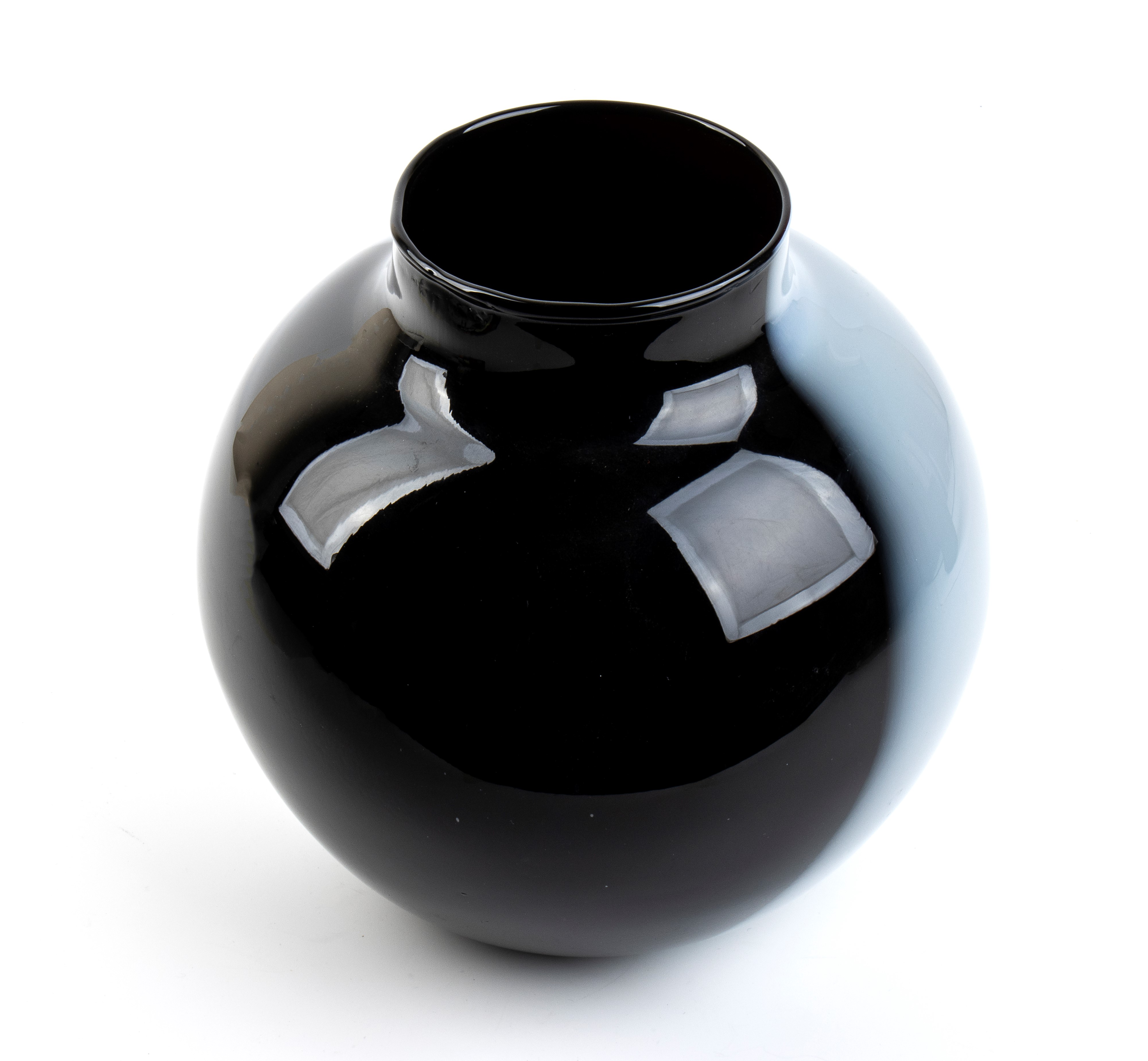Vaso in vetro di Murano, grigio e nero, altezza 25 cm