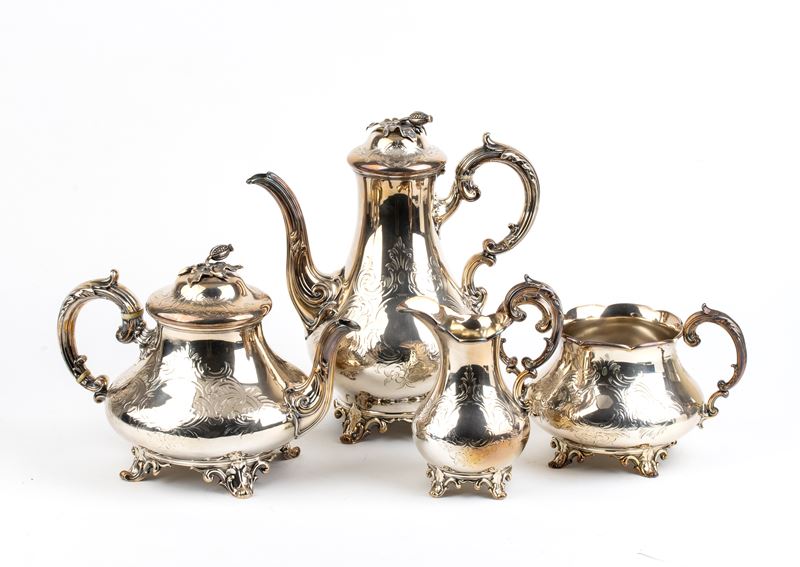 Edward, John & William Barnard - Servizio da Tè e Caffè Vittoriano Inglese in Argento