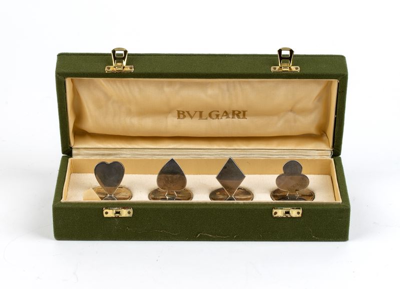 Asprey & Co Ltd - Quattro Segnaposto Inglesi in Argento con Carte da Gioco