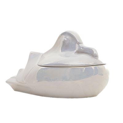Terrina a Forma di Gabbiano in Ceramica Bianca