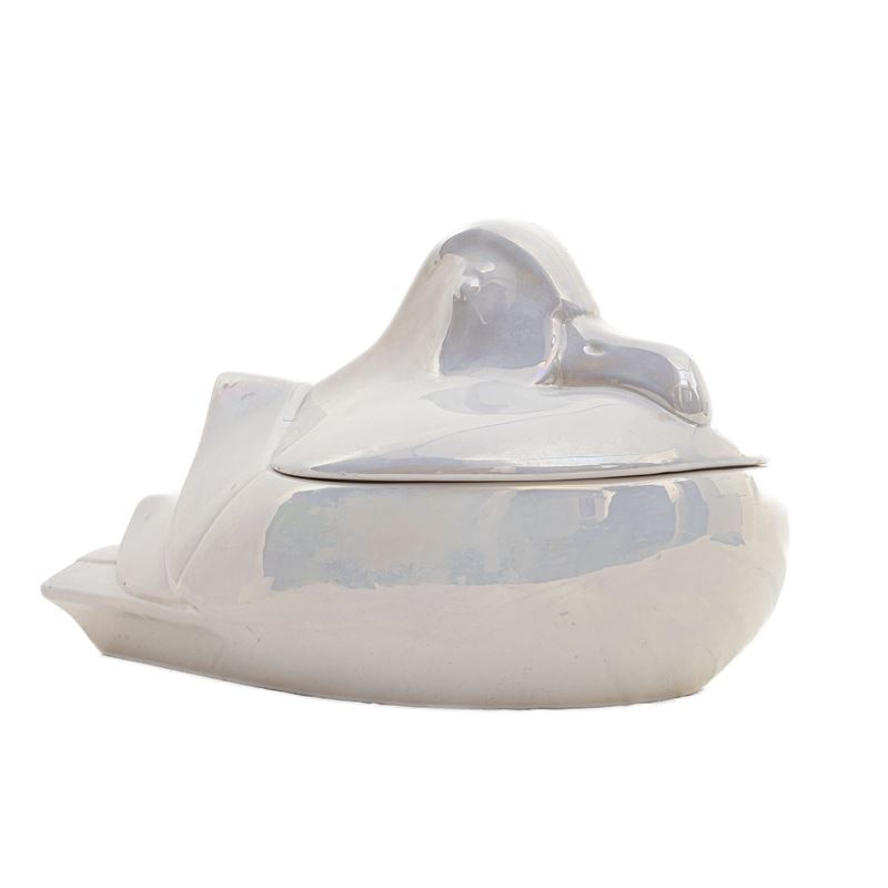 Terrina a Forma di Gabbiano in Ceramica Bianca