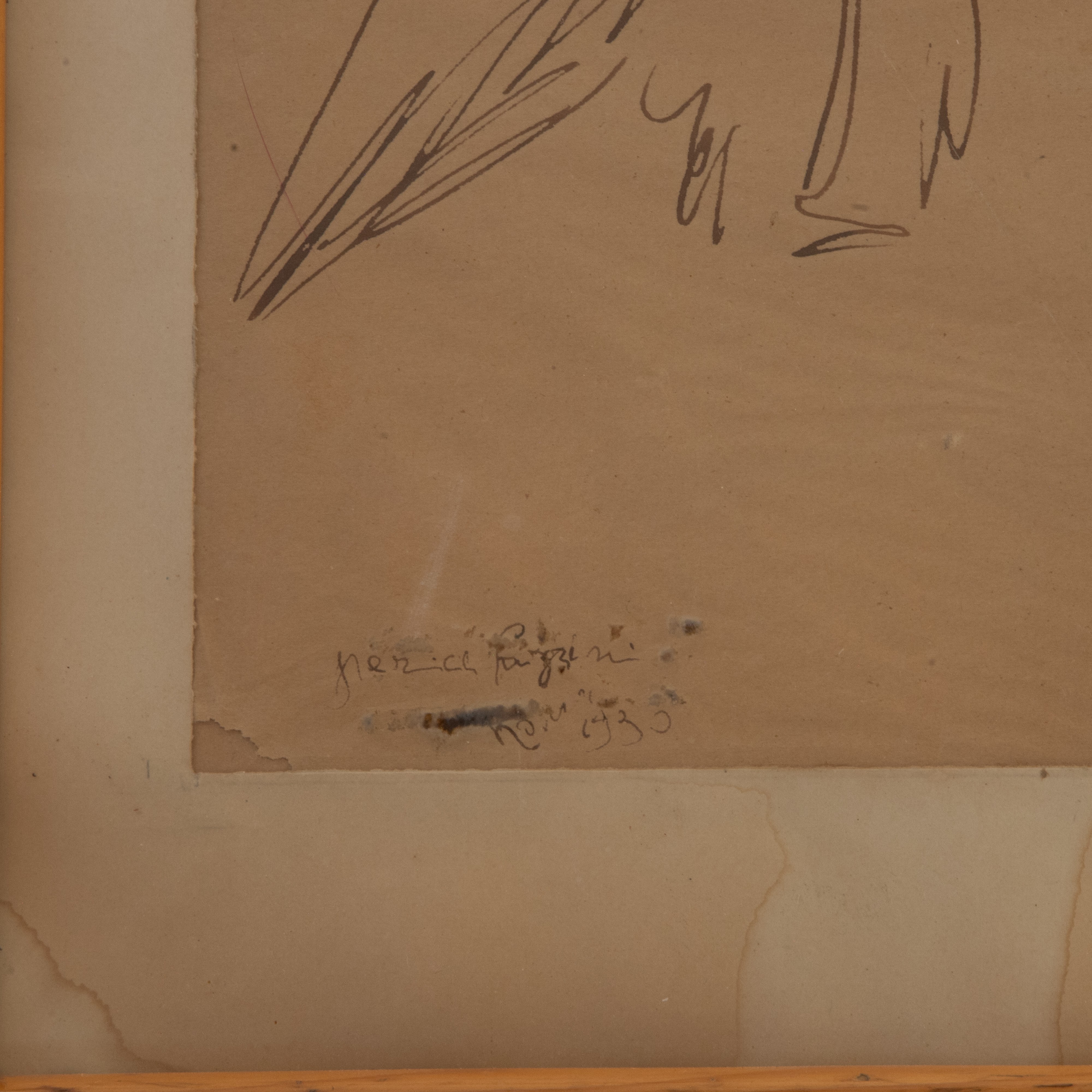Pericle Fazzini - Coppia di Rapaci, Disegno Ad Inchiostro su Carta