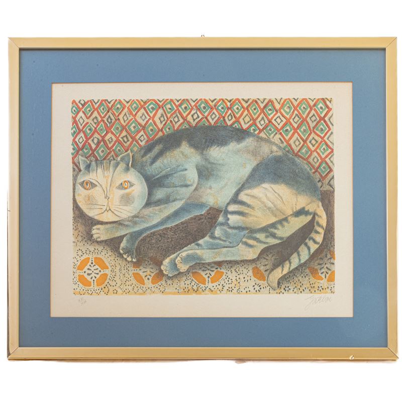 Franco Gentilini - Gatto, Multiplo su Carta