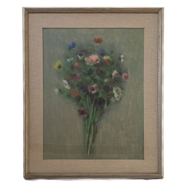 FERNANDO TROSO : Mazzo di fiori  (1954)  - acrilico su tela - Asta Smart Auction: arredi, dipinti, sculture, argenti e altro a prezzi vantaggiosi - Bertolami Fine Art - Casa d'Aste