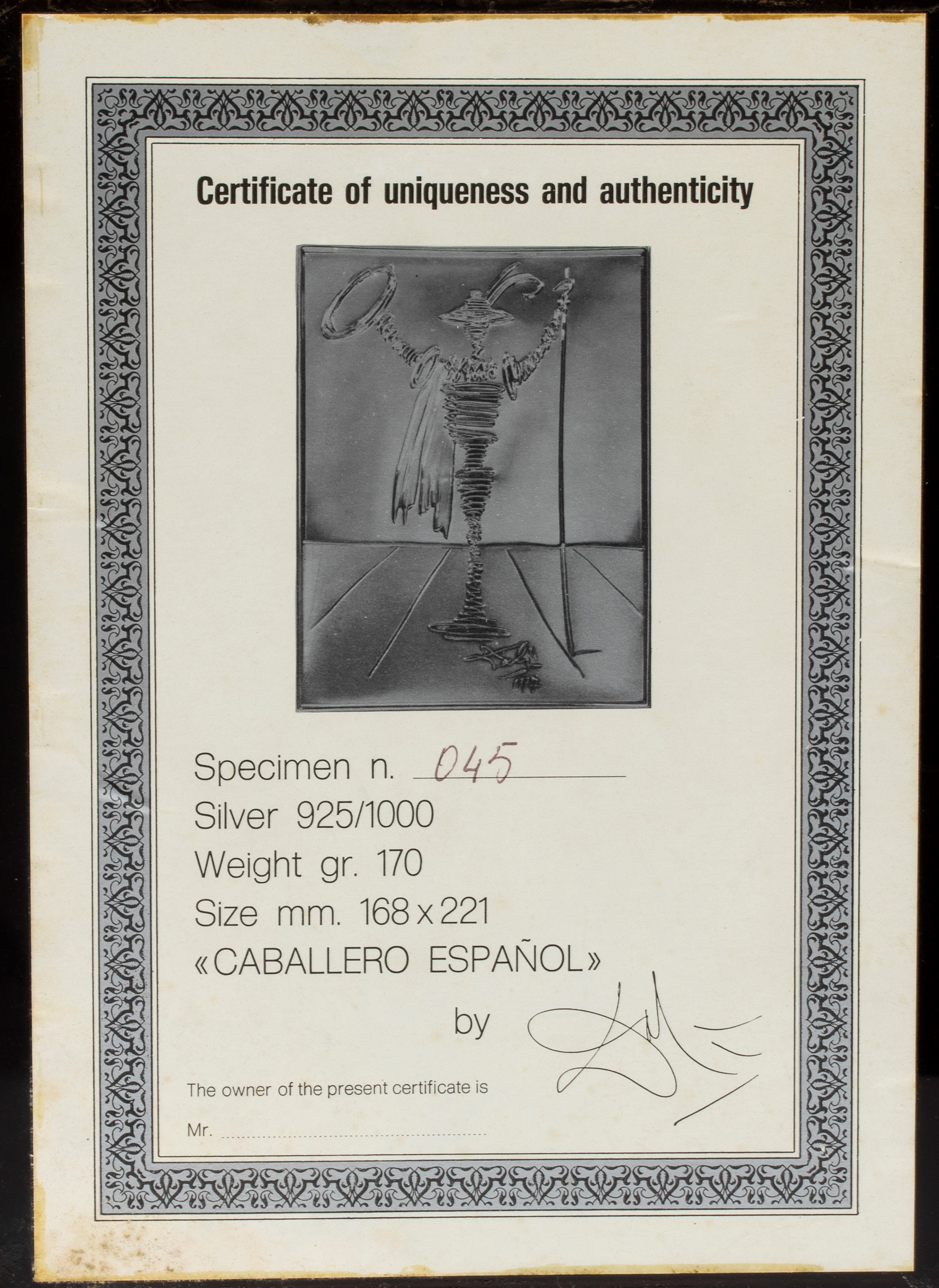 Caballero Español, in argento