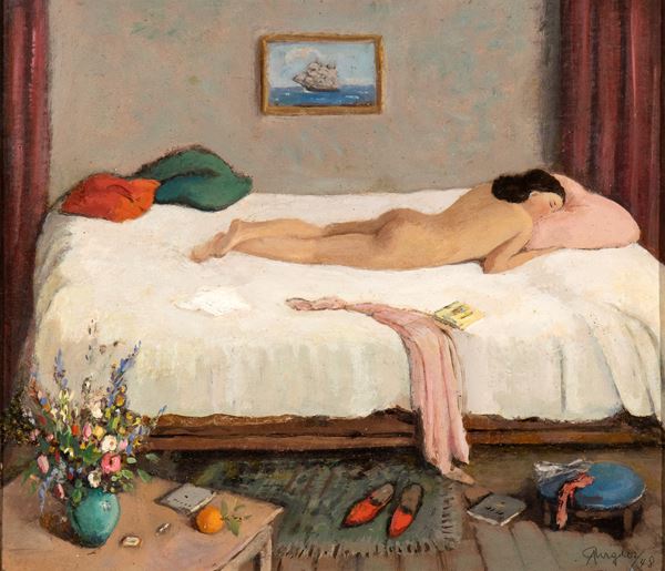 ARTURO AVIGDOR - Female nude lying on the bed