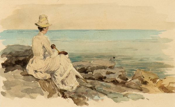 ETTORE  FERRARI - Lady at the sea