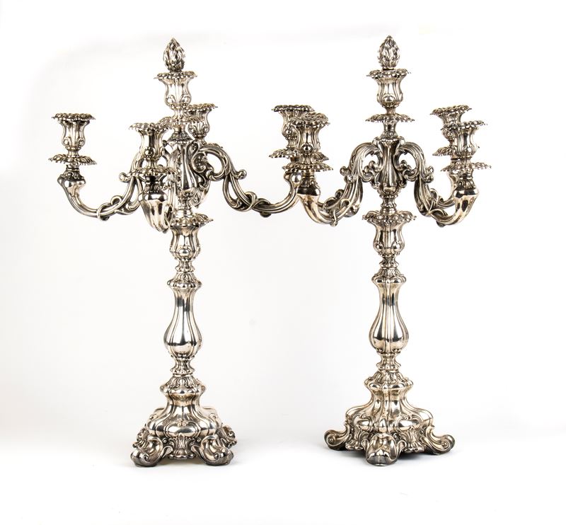 Coppia di Candelabri Tedeschi in Argento