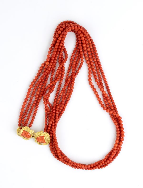 Mediterranean coral gold necklace