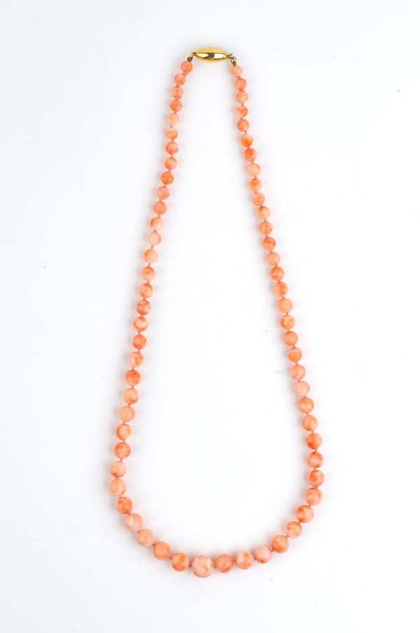 Gold pink coral necklace