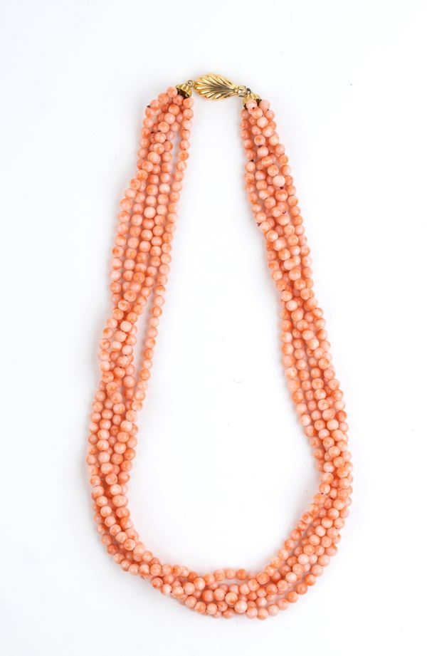 Gold necklace with corals